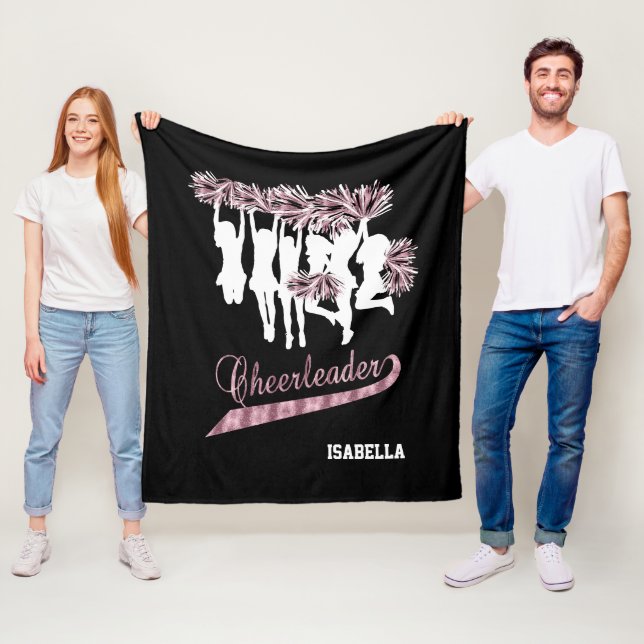 Couverture Polaire 📣 d'équipe pom-pom girl - rose, noir et blanc (En situation)
