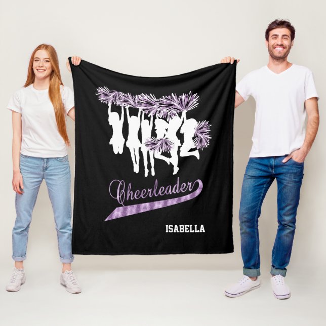 Couverture Polaire 📣 d'équipe pom-pom girl - violet, noir et blanc (En situation)