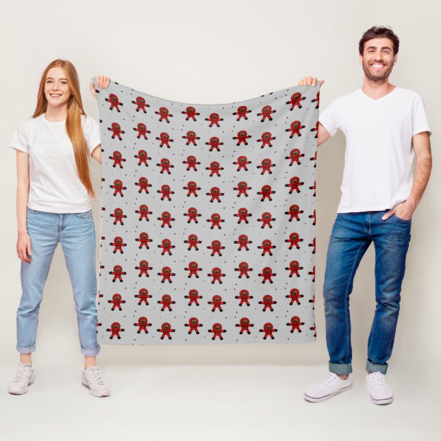 Couverture Polaire Des astronautes en costume rouge sur gris (En situation)