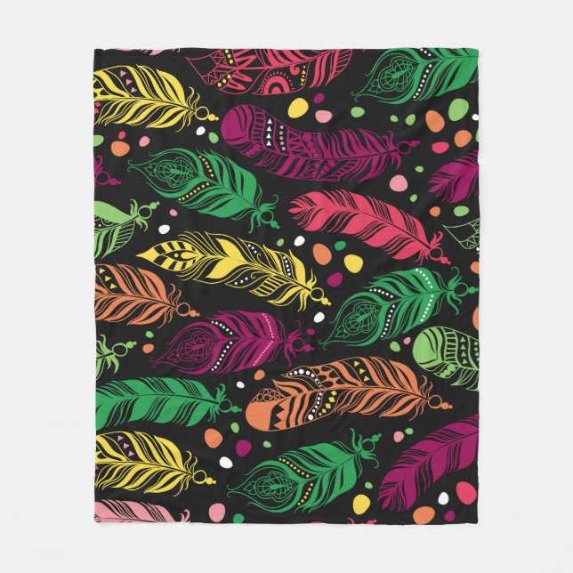 Couverture Polaire Des plumes ethniques sans couture, des motifs dyna (Devant)