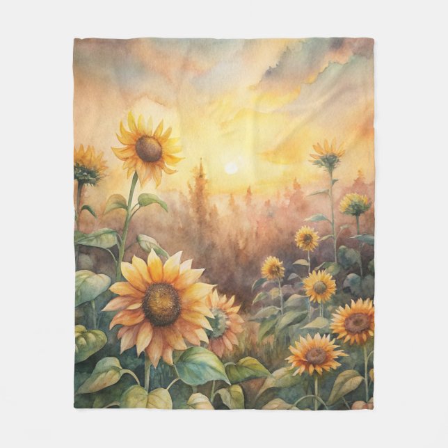 Couverture Polaire Des tournesols dans un pré (Devant)