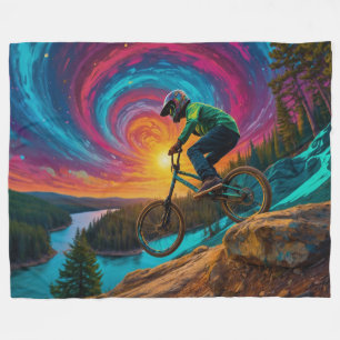 Couverture Polaire Descente en BMX à vélo au bord d'un lac forestier