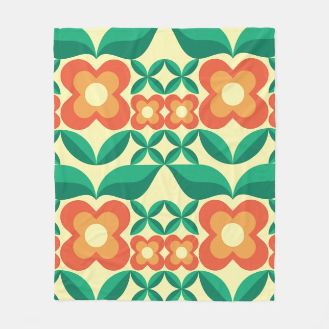 Couverture Polaire Design Arrière - plan - fleurs et feuilles. Nature (Devant)