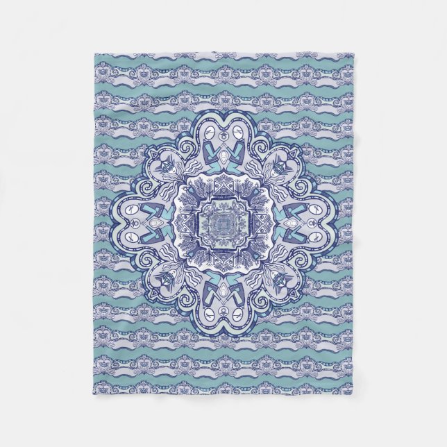 Couverture Polaire Design bleu et blanc (Devant)