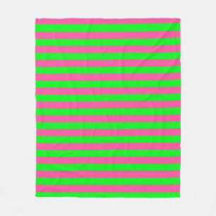 Couverture Polaire Design de bandes rose et verte