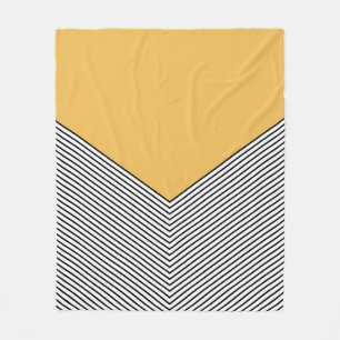 Couverture Polaire Design de chevrons noir et blanc et triangle jaune