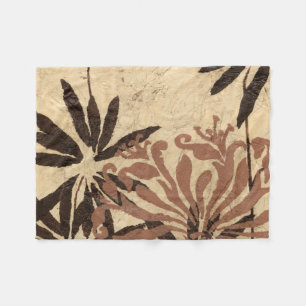 Couverture Polaire Design de crayon floral avec Feuilles tawny