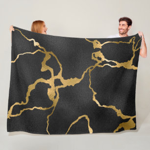 Couverture Polaire Design de luxe noir et or motif glam