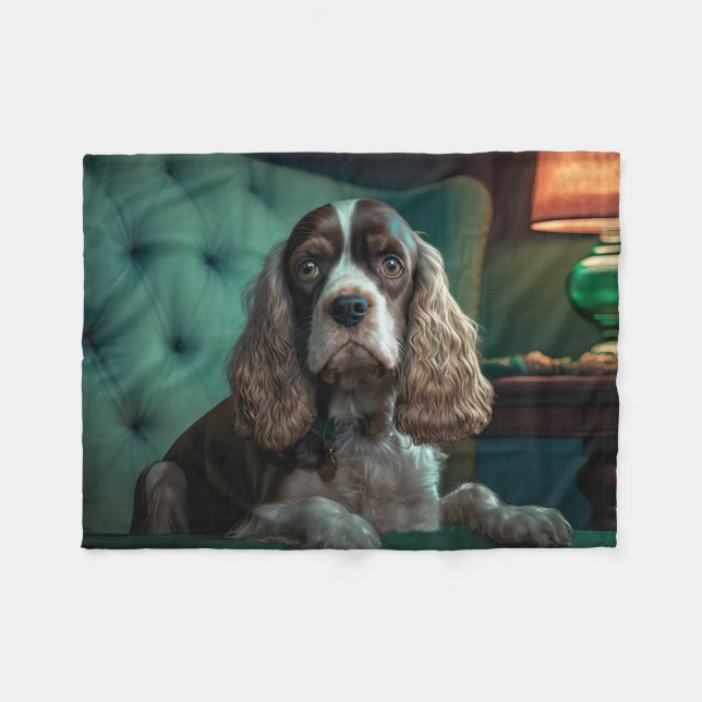 Couverture Polaire Design de portrait classique de Cocker Spaniel élé (Devant (Horizontal))