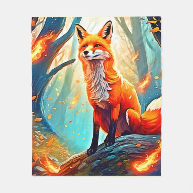 Couverture Polaire Design de scène de Crimson Fox (Devant)