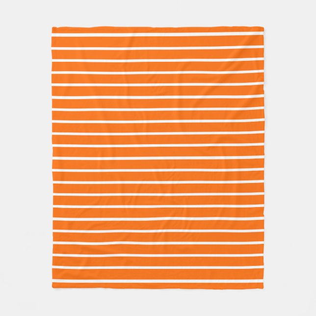 Couverture Polaire Design en bandes orange et blanc (Devant)