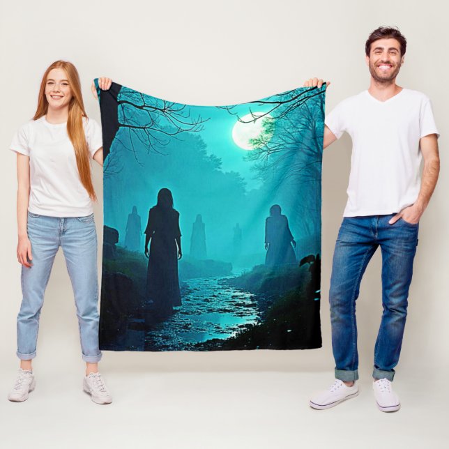 Couverture Polaire Design enchanté des esprits de la forêt au clair d (En situation)