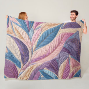 Couverture Polaire Design Feuille bleu pourpre courbé