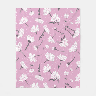 Couverture Polaire Design Floral Rose - Art Fleur Élégant