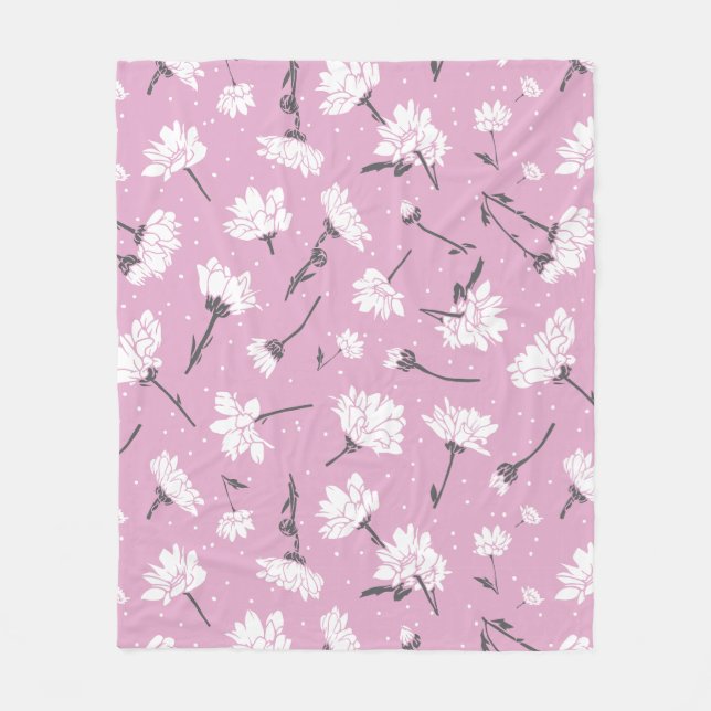 Couverture Polaire Design Floral Rose - Art Fleur Élégant (Devant)
