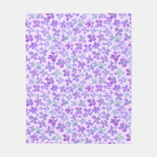 Couverture Polaire Design lilas de fleurs d'aquarelle violette (Devant)