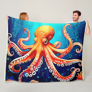 Couverture Polaire Design lumineux de la pieuvre de mer profonde
