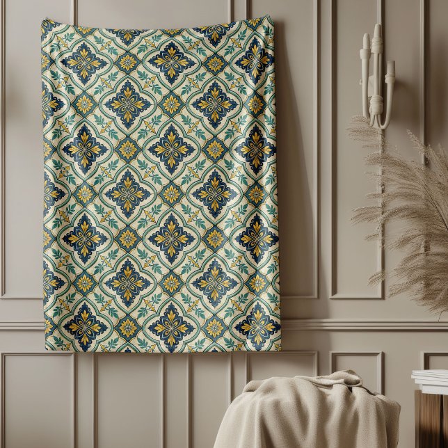 Couverture Polaire Design Moderne De Carrelage Méditerranéen Côtier (Modern Coastal Mediterranean Tile-Inspired Design Fleece Blanket)
