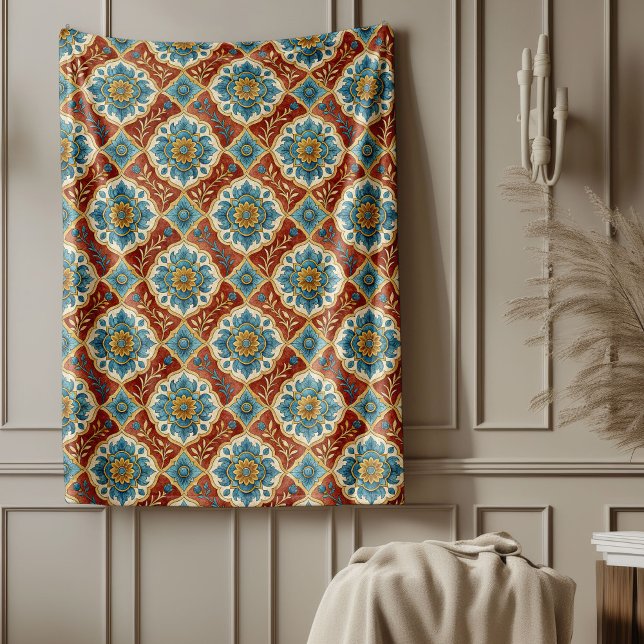 Couverture Polaire Design Moderne De Carrelage Méditerranéen Côtier (Modern Coastal Mediterranean Tile-Inspired Design Fleece Blanket)