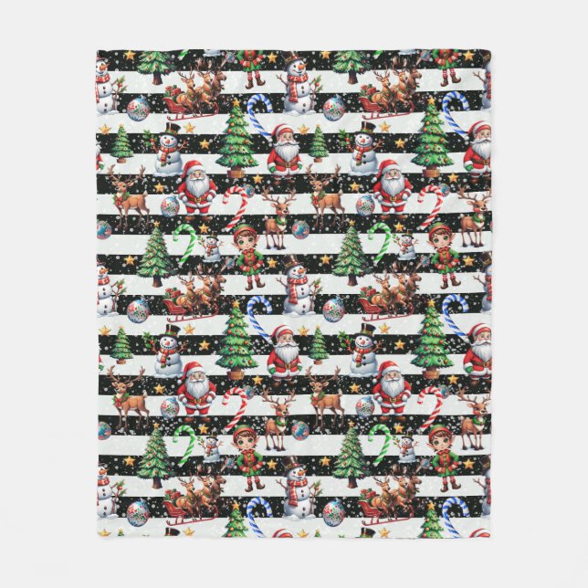 Couverture Polaire Design Motif décoratif des rayures de Noël (Devant)