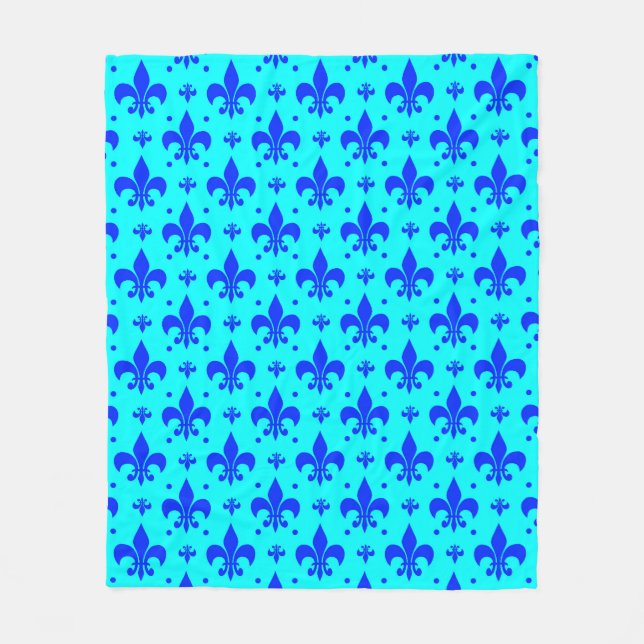 Couverture Polaire Design Motif Fleur de lis bleu (Devant)