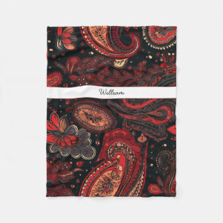 Couverture Polaire Design Motif gras et magnifique Red Paisley