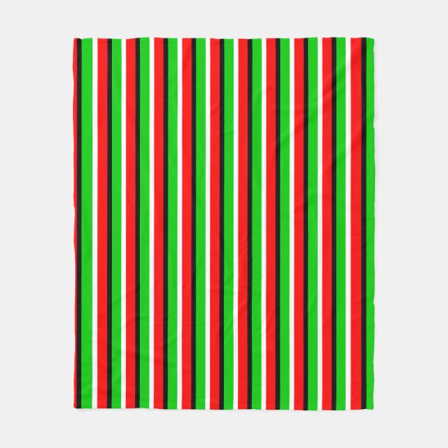 Couverture Polaire Design Motif Red Green Stripes (Devant)