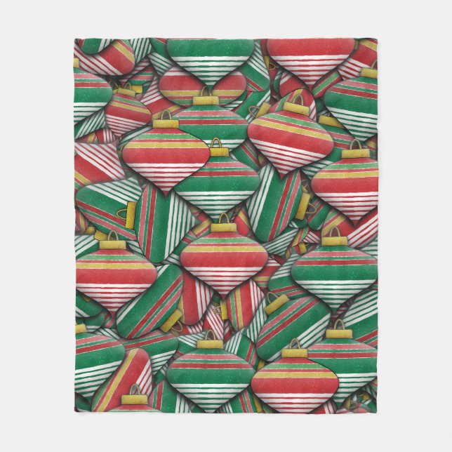 Couverture Polaire Design Motif rétro rouge vert rayé (Devant)