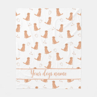 Couverture Polaire Design plat moderne Golden Retriever & coeurs Patt