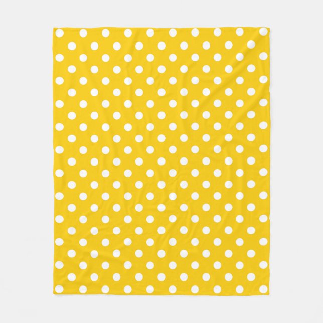 Couverture Polaire Design Pois blanc jaune (Devant)