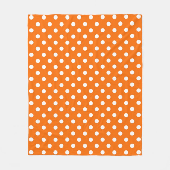 Couverture Polaire Design Pois blanc orange (Devant)
