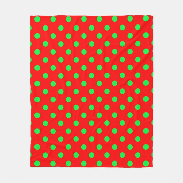 Couverture Polaire Design Pois vert Arrière - plan rouge (Devant)