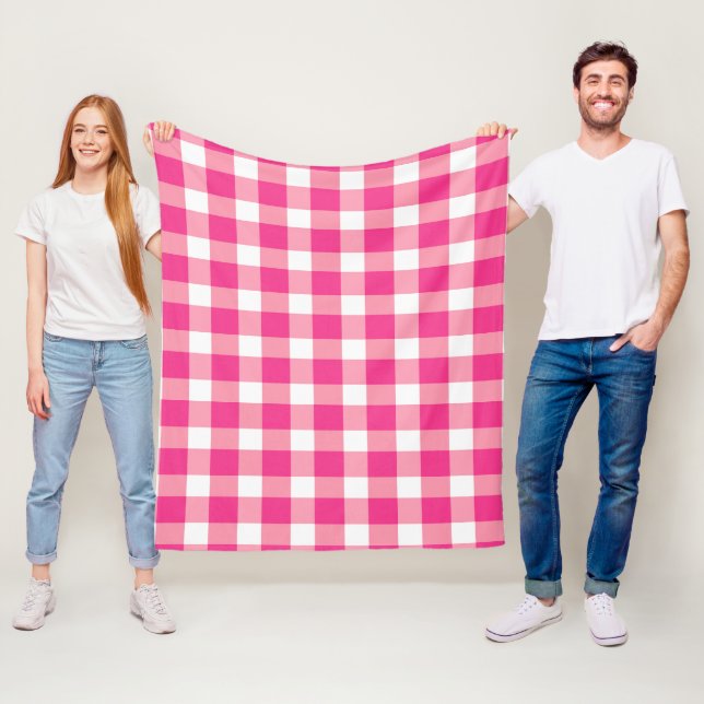 Couverture Polaire Design rose En vichy (En situation)