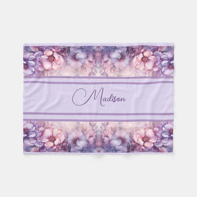 Couverture Polaire Design rose floral apaisant (Devant (Horizontal))