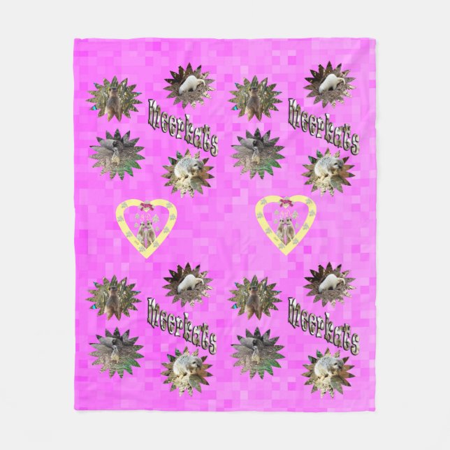 Couverture Polaire Design rose Meerkat Stars, (Devant)