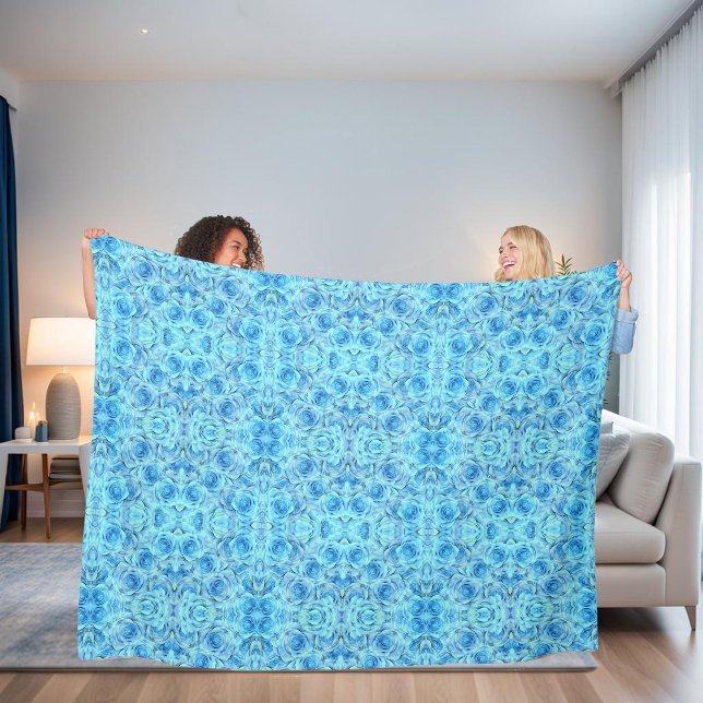 Couverture Polaire Design rose opulent dans le turquoise (Créateur téléchargé)