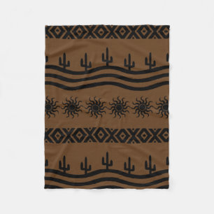 Couverture Polaire Design Sud-Ouest Noir Et Brown Blanche En Toison