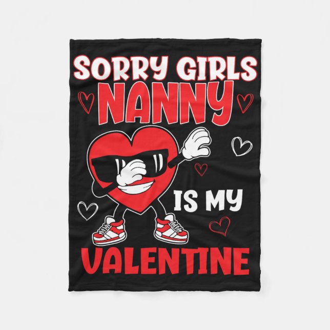 Couverture Polaire Désolé les filles la nounou est ma Saint-Valentin  (Devant)