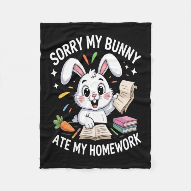 Couverture Polaire Désolé mon lapin a mangé mon devoir maison école (Devant)