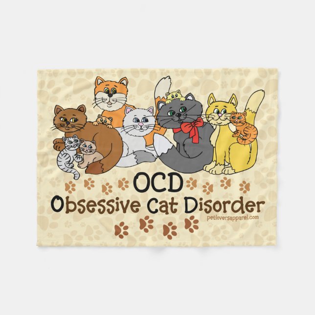 Couverture Polaire Désordre obsédant de chat d'OCD (Devant (Horizontal))
