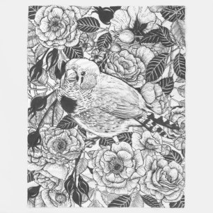 Couverture Polaire Dessin à encre de buisson Zebra et rose