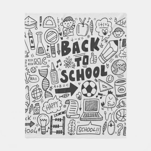 Couverture Polaire dessin à la main élément école doodé (Devant)