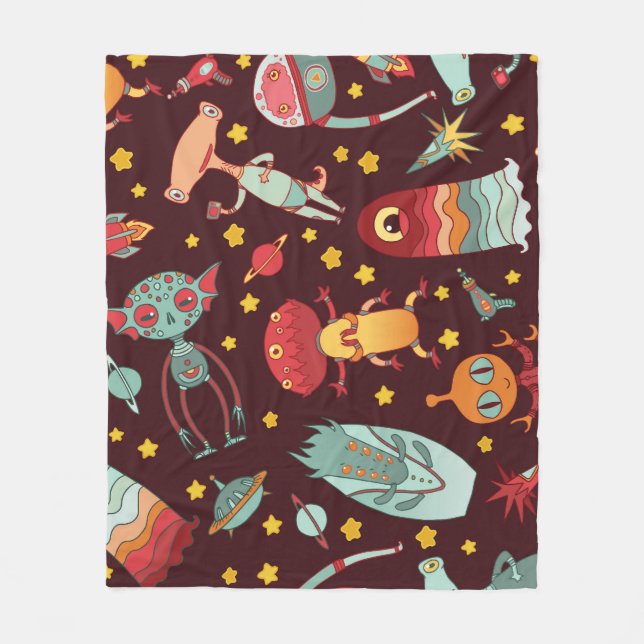 Couverture Polaire Dessin Alien : Espace Vintage (Devant)