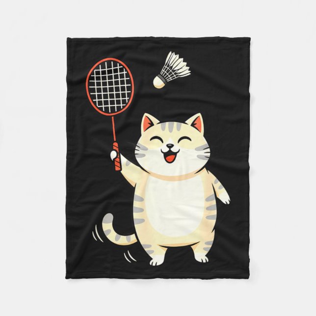 Couverture Polaire Dessin animé de chat de badminton, conception de c (Devant)