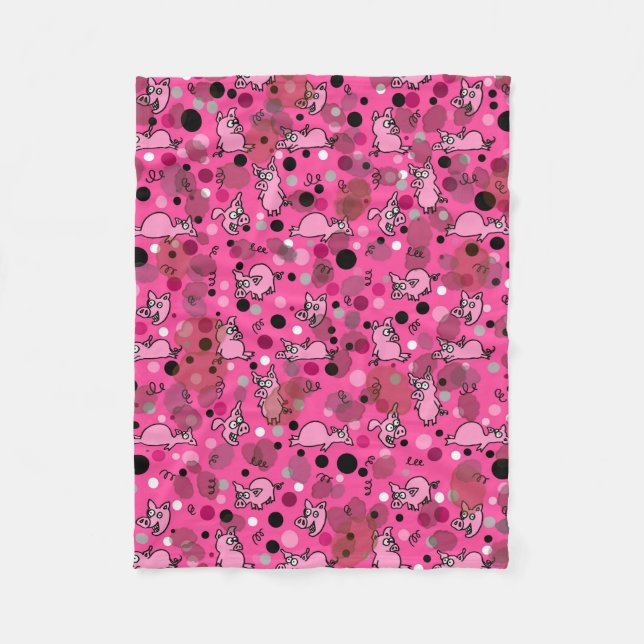 Couverture Polaire Dessin animé de cochon rose  (Devant)