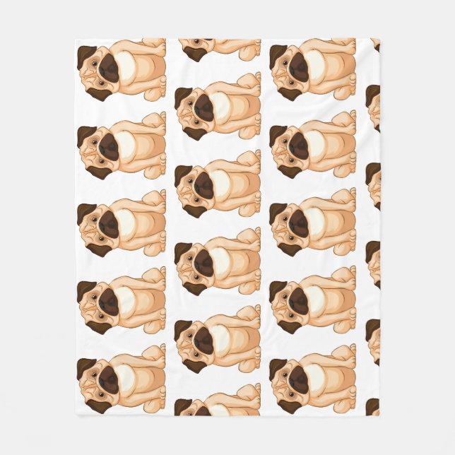 Couverture Polaire Dessin animé Pug grincheux (Devant)
