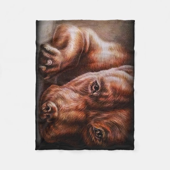 Couverture Polaire Dessin Brown de visage de pitbull de chien de (Devant)