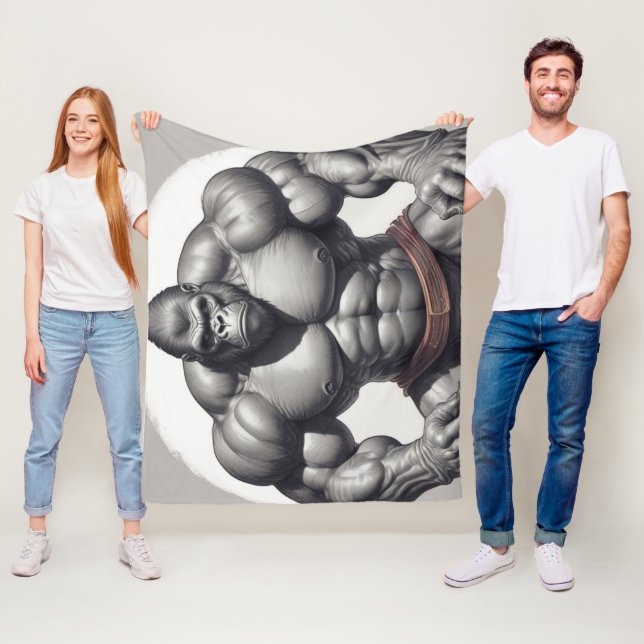 Couverture Polaire Dessin d'art pop de Gorilla Bodybuilder (En situation)