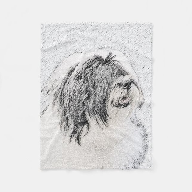 Couverture Polaire Dessin de collie à oreilles - Joli art original de (Devant)