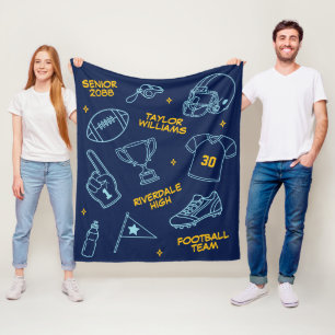 Couverture Polaire Dessin de doodle de football senior couleur person